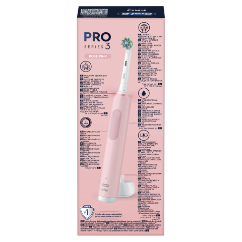 Periuta de dinti electrica Oral-B Pro 3, Curatare 3D, 3 programe, 1 capat de periaj, roz [5]