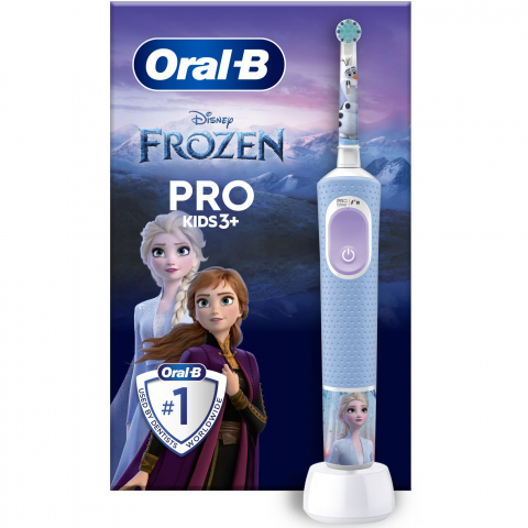 Periuta de dinti electrica Oral-B Pro Kids Frozen pentru copii, Curatare 2D, 2 programe, 1 capat, 4 autocolante, pentru 3+ ani, Albastru [2]
