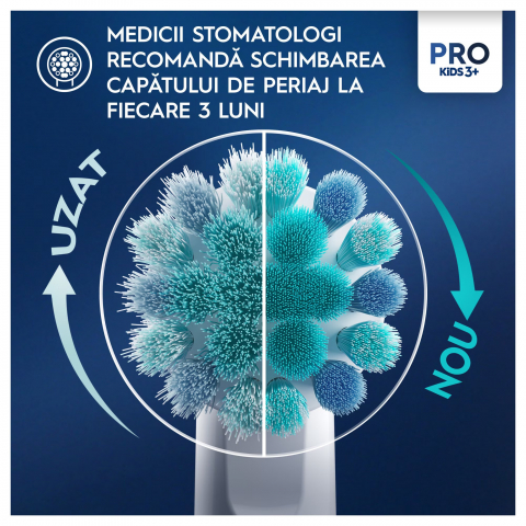 Periuta de dinti electrica Oral-B Pro Kids Frozen pentru copii, Curatare 2D, 2 programe, 1 capat, 4 autocolante, trusa de calatorie, Albastru [9]