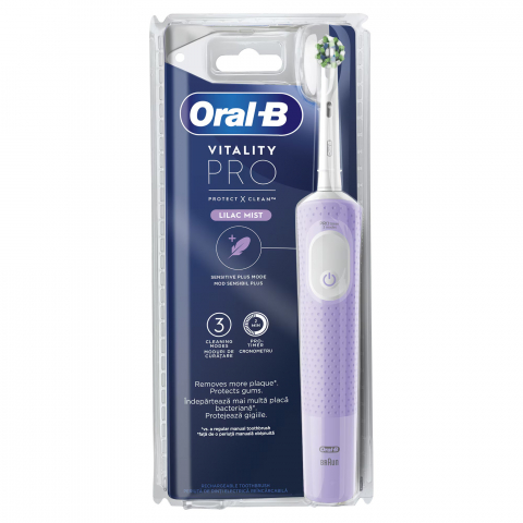 Periuta de dinti electrica Oral-B Vitality Pro, Curatare 2D, 3 programe, 1 Incarcator, 1 capat, Violet [2]