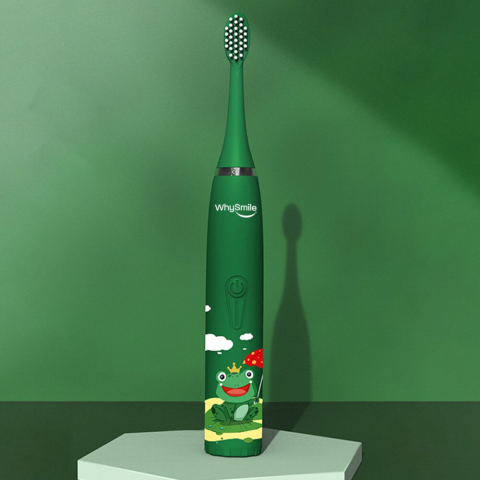 Periuta electrica reincarcabila sonica WhySmile Copii, 32000 miscari/minut, 4 moduri de curatatare, 8 capete de periere, smart timer, rezistent la apa IPX6, cablu USB, Verde [4]