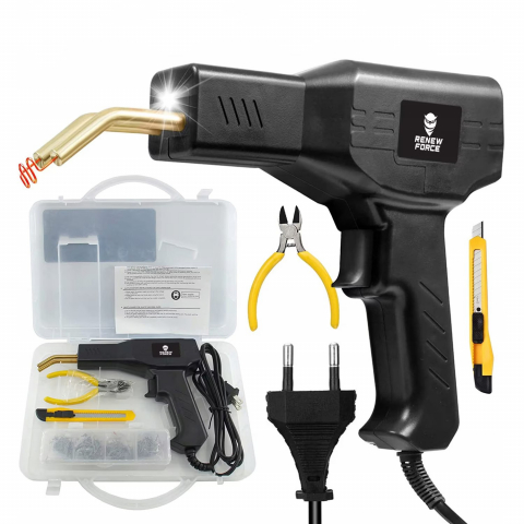 Pistol Profesional pentru lipit/sudat plastic Renew Force, kit pentru repararea fisurilor din plastic, polipropilena, 400 capse de intarire, putere 50W, Negru [4]