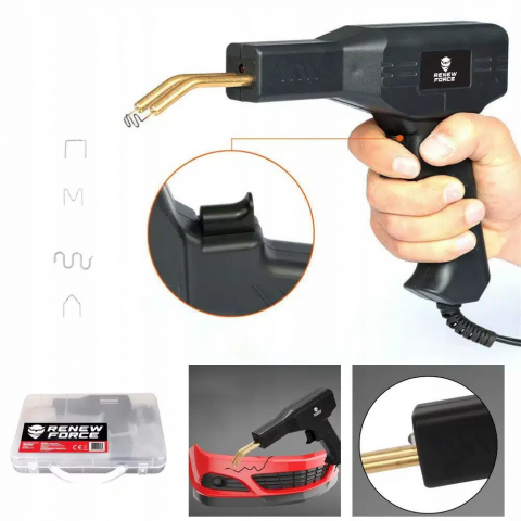 Pistol Profesional pentru lipit/sudat plastic Renew Force, kit pentru repararea fisurilor din plastic, polipropilena, 400 capse de intarire, putere 50W, Negru [8]