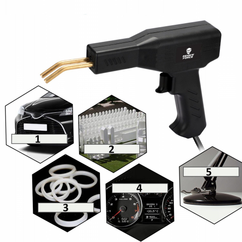 Pistol Profesional pentru lipit/sudat plastic Renew Force, kit pentru repararea fisurilor din plastic, polipropilena, 400 capse de intarire, putere 50W, Negru [1]