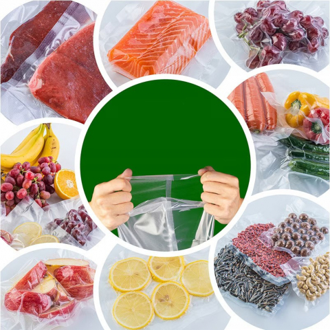 Pungi vidat gofrate DexXer, pentru aparat de vidat alimente, 1 rola, 20cm x 6m, reutilizabile, rezistente, sous vide, lavabile in masina de spalat, fara BPA, transparent [3]