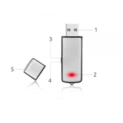Recorder Spion NewEvo®, USB, 16 GB, 200 De Ore de Inregistrare, Raza de Actiune pana la 8 Metri, Capacitate Baterie 350mAh, Argintiu [2]