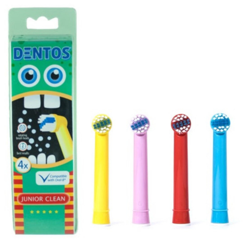 Rezerva compatibila periuta de dinti electrica Oral-B, pentru Copii, Dentos Junior Clean, 4 bucati, Multicolor [0]