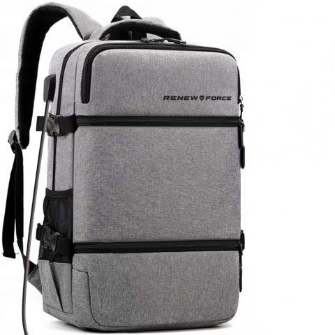 Laptop, Tablete & Telefoane - Rucsac multifunctional Renew Force cu Port de incarcare USB, smart casual pentru Business, Calatorii si Laptop 15 inchi, 45x31x13 cm, Gri