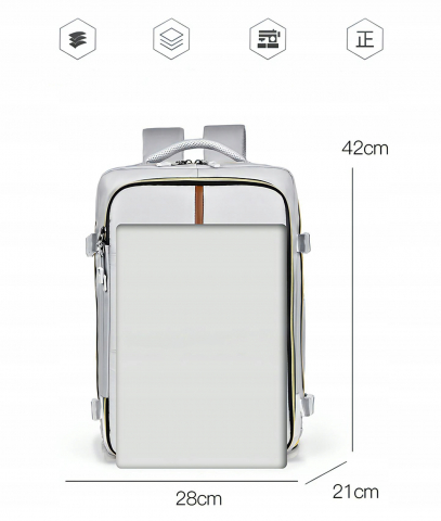 Rucsac pentru Calatorie cu spatiu Laptop 17 inch, Ideal pentru Zboruri, Compatibil Cabina Avion, Ghiozdan Multifunctional NewEvo®, Impermeabil, cu port de incarcare USB, Buzunare multiple, Capacitate [4]