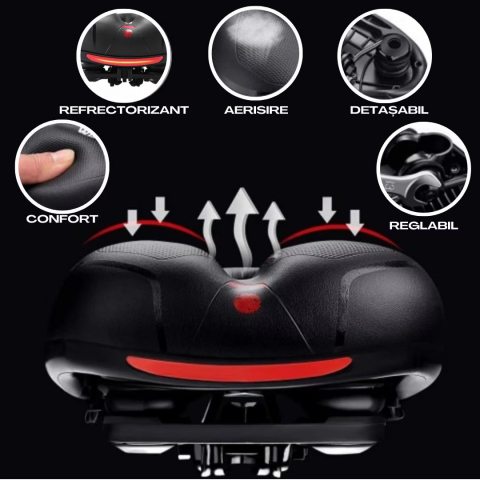 Sa Bicicleta NewEvo, Premium cu Gel si Arcuri, Ultra Amortizare Socuri, Anti-Alunecare, Impermeabila, Design Ventilat, Banda Reflectorizanta, Compatibilitate Universala 25x20.5x9.5cm [4]