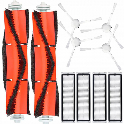 Set 10 accesorii compatibile cu Xiaomi Mi1, Mi2, RoboRock S50, S51, S55, S60, S6, 2 perii tambur, 4 perii laterale, 4 filtre Hepa [0]
