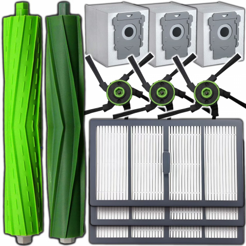 iRobot Roomba - Set 11 accesorii NewEvo compatibile cu iRobot Roomba S9, S9+, 2 perii tambur, 3 perii laterale, 3 filtre Hepa, 3 saci aspirator