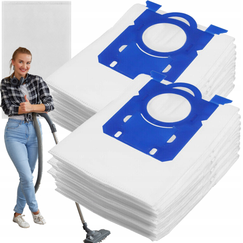 Set 12 Saci pentru aspirator, S-BAG, Compatibili cu Philips, Electrolux, AEG, Microfibra, Filtru Admisie, NewEvo®, Alb/Albastru [1]