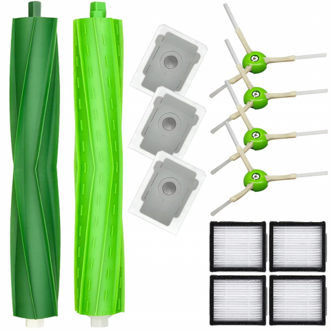 iRobot Roomba - Set 13 accesorii compatibile cu iRobot Roomba E4, E5(E5152, E5154, E5158 etc.), E6198, E7, I3, I3+, I4, I4+, I5, I5+, I6, I7(i7150), I7+(i7550), I7 Plus, I8, J7, 2 perii tambur, 4 perii laterale, 4 fi