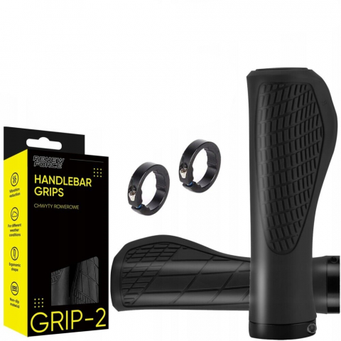 Set 2 manere bicicleta Renew Force, Cauciuc, 130 mm x 35 mm, Negru [0]