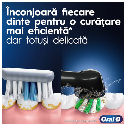 Set 2 periute de dinti electrice Oral-b pro 3-3900, roz si negru, 2 manere cu senzor de presiune vizibil, 2 capete de perie [4]