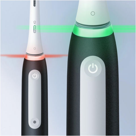 Set 2 x Periuta de dinti electrica Oral-B iO3 cu Tehnologie Magnetica si Micro-Vibratii, Senzor de presiune Smart, 3 moduri, 2 capete, Trusa de calatorie, Negru/Albastru [6]