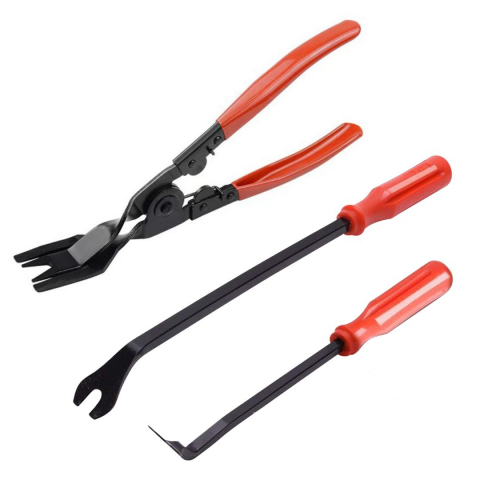 Set 43 piese demontare interior auto, NewEvo, Cu Husa Depozitare, Robust si durabil, Depozitare usoara, Rezistent la coroziune, Pentru usi, bord, audio, tapiterie si capitonaje, Negru Rosu [5]