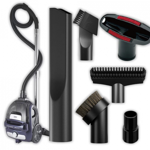 Set 6 Accesorii NewEvo®, Pentru Aspiratoare Karcher WD2 WD3, Samsung, Bosch, Rowenta, Panasonic, Universale cu Diametru 32mm si 35mm, Negru [1]