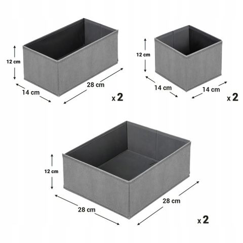 Set 6 Cutii Organizare pentru Dulapuri si Sertare, NewEvo, Stofa, Gri [6]