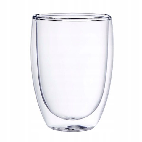 Set 6 pahare cu pereti dubli NewEvo®, termorezistente, pentru cafea, ceai, cafe latte, cappuccino, cu fund dublu, 350 ml, transparente [6]