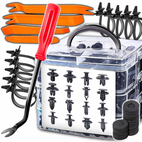 Set 663 clipsuri si scule demontat NewEvo, pentru interior auto, radio, fete de usa, panou de bord, plastic, universal [0]