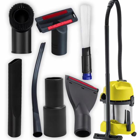 Accesorii si Piese Aspiratoare - Set 7 Accesorii NewEvo® pentru Aspiratoare Universale, Diametru 32-39 mm, Adaptor Inclus 35-39 mm, Materiale de Calitate, Durabile, Universale, Negru