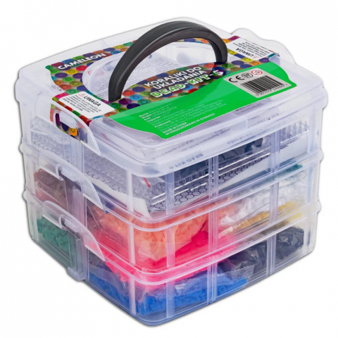 Set 9000 Margele de calcat NewEvo in 12 culori, 6 tampoane transparente de stivuire, 2 foi hartie de calcat, 13 sabloane cu model, 3 pensete, Multicolor [5]