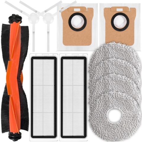 Xiaomi Roborock - Set de 11 Accesorii NewEvo® pentru Aspiratoarele Xiaomi MI X10 PLUS+, X20+PLUS, 1 perie tambur, 2 perii laterale, 2 filtre Hepa, 2 Saci, 4 Mopuri de microfibra