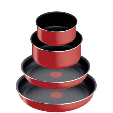 Set de 12 piese Tefal Ingenio Easy Cook & Clean, invelis antiaderent Titanium, indicator temperatura Thermo-Signal, maner detasabil, rosu [2]
