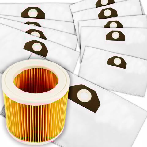 Set filtru de aer si 10 saci textili NewEvo pentru aspiratoare Karcher seria WD3, SE 4001,4002, MV 2, 3, 3P, NT27.1, K2000, 2150, A1000, 2003, 2004 [1]