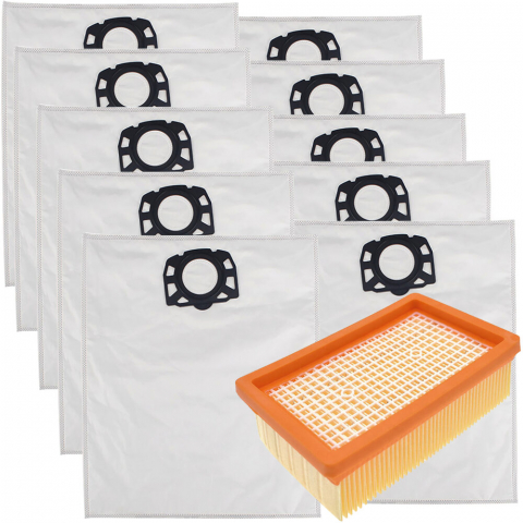 Set filtru Hepa si 10 saci textili premium, NewEvo® , pentru aspiratoare Karcher seria, WD4 WD5 WD6 KWD6 SE5 SE 5.100 SE 6.100 [1]