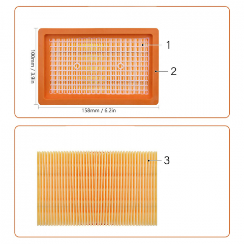 Set filtru Hepa si 10 saci textili premium, NewEvo® , pentru aspiratoare Karcher seria, WD4 WD5 WD6 KWD6 SE5 SE 5.100 SE 6.100 [2]