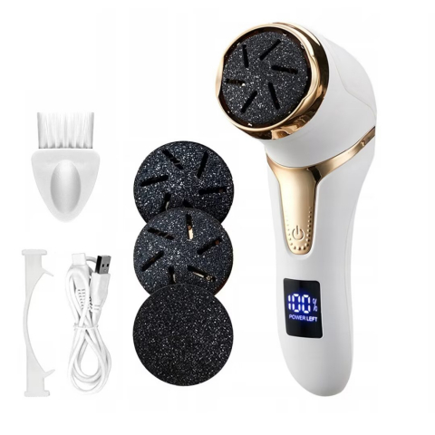 Ingrijire personala & Cosmetice - Set Pila electrica pentru talpi si calcaie, PROtone, cu Aspirare, IPX 6, Display Digital, Led, Acumulator 1200 mAh, Incarcare USB, Impermeabil, 3 role, 2200 rpm, Indepartare piele moarta, Indepartare