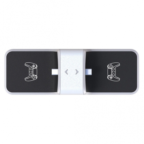Statie de incarcare controller PS5 Honcam, stand dublu, incarcare rapida, indicator incarcare, Alb/Negru [3]