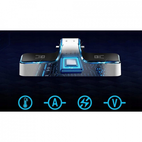 Statie de incarcare controller PS5 Honcam, stand dublu, incarcare rapida, indicator incarcare, Alb/Negru [6]