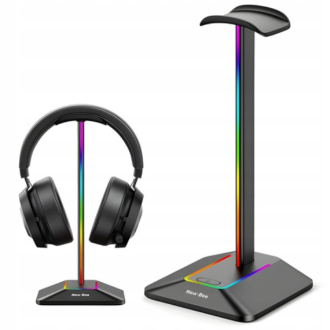 Suport Casti Gaming, Iluminare RGB, Antiderapant, USB, Moduri de Lumina Multiple, Negru [4]