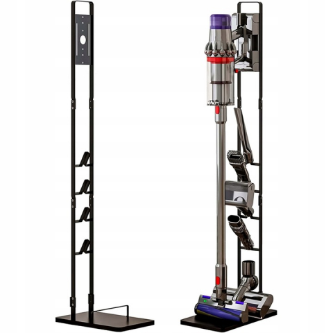 Dyson - Suport Premium Pentru Aspirator Dyson, V15 V12 V11 V10 V8 V7 V6 5GEN, NewEvo®, Montaj Fara Gauri in Pereti, Instalare Rapida, Constructie Stabila, Economisire Spatiu, 126x22x28.5 cm, Negru