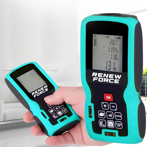 Telemetru cu laser 50 m, Renew Force, Ecran LCD, precizie +/- 1.5mm, protectie IP54(ploaie si praf), clasa laser II, calcul suprafata, calcularea volumelor, Negru [1]