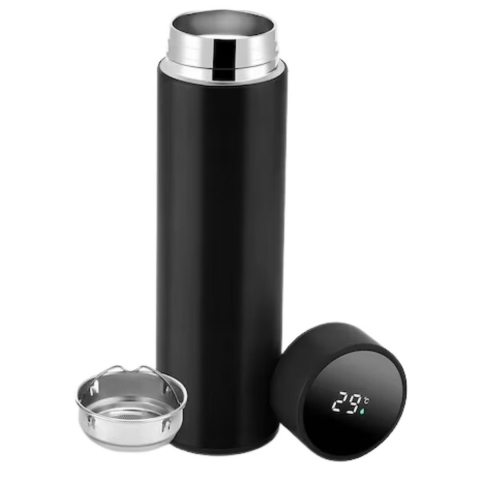 Termosuri si Cani termos - Termos smart cu Ecran LED pentru cafea/ ceai, sita infuzor, indicator temperatura, otel inoxidabil, 500ml
