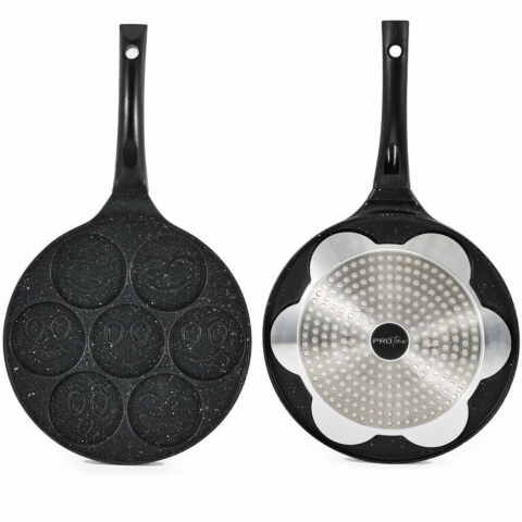 Tigaie pentru clatite cu 7 forme Smile Pancakes PROtone, din otel inoxidabil acoperit cu ceramica, atat pentru aragazul normal cat si pentru cel vitroceramic si electric, Dimensiune tigaie 26 cm, Dime [3]