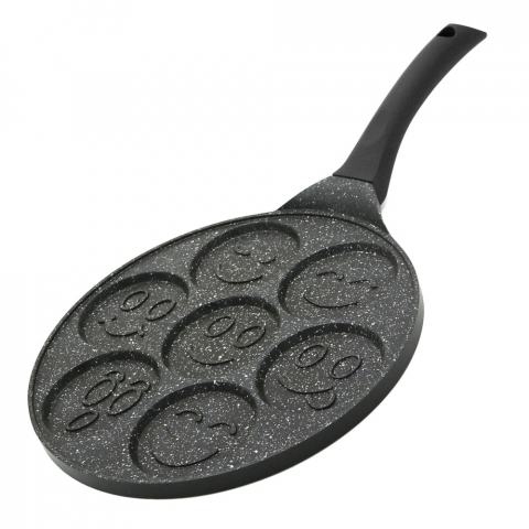 Tigaie pentru clatite cu 7 forme Smile Pancakes PROtone, din otel inoxidabil acoperit cu ceramica, atat pentru aragazul normal cat si pentru cel vitroceramic si electric, Dimensiune tigaie 26 cm, Dime [0]