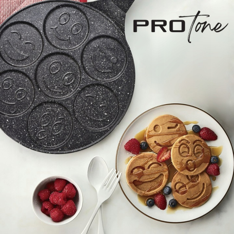 Tigaie pentru clatite cu 7 forme Smile Pancakes PROtone, din otel inoxidabil acoperit cu ceramica, atat pentru aragazul normal cat si pentru cel vitroceramic si electric, Dimensiune tigaie 26 cm, Dime [6]