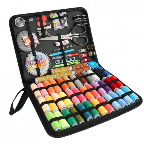 Produse Mercerie - Trusa de Croitorie DexXer, Ace Cusut, Papiote Colorate, Foarfeca, Geanta transport si Accesorii, 226 Piese