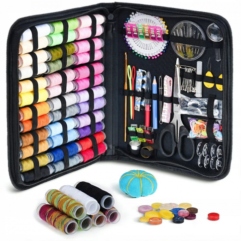 Trusa de Croitorie DexXer, Ace Cusut, Papiote Colorate, Foarfeca, Geanta transport si Accesorii, 226 Piese [3]