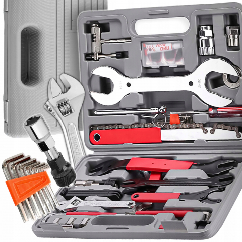 Trusa Scule Bicicleta NewEvo, 44 De Elemente, Ideal Pentru Atelierul Profesional Si Garajul Amatorilor, Contine Toate Uneltele Necesare Pentru Repararea Bicicletelor, Argintiu [0]