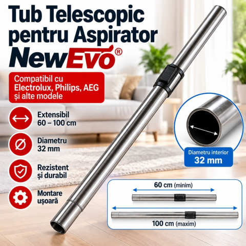 [https://www.beststoreonline.ro/tub-telescopic-aspirator-newevo-din-o%C8%9Bel-inoxidabil-universal-32-mm-extensibil-60-100-cm-compatibil-cu-electrolux-philips-%C8%99i-aeg-reglabil-rezistent-pentru-aspiratoare-clasice.html](https://www.beststoreonline.ro/tub-telescopic-aspirator-newevo-din-o%C8%9Bel-inoxidabil-universal-32-mm-extensibil-60-100-cm-compatibil-cu-electrolux-philips-%C8%99i-aeg-reglabil-rezistent-pentru-aspiratoare-clasice.html) [7]