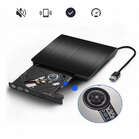 Unitate optica CD DVD externa, Plug and Play, 8X / 24X, USB 3.0, CD / VCD / DVD Burner Writer, Compatibil cu Windows/ Linux/ Mac OS, Negru [5]