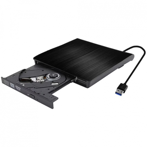 Unitate optica CD DVD externa, Plug and Play, 8X / 24X, USB 3.0, CD / VCD / DVD Burner Writer, Compatibil cu Windows/ Linux/ Mac OS, Negru [0]