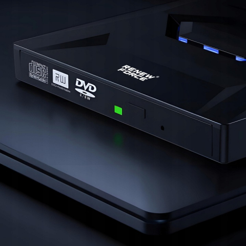 Unitate Optica Externa CD/DVD RW 5 in 1, USB 3.0, port USB-C, cititor de carduri SD si MicroSD,  Disk Burner, Reader DVD Player pentru Windows, Laptop, PC, Negru [6]